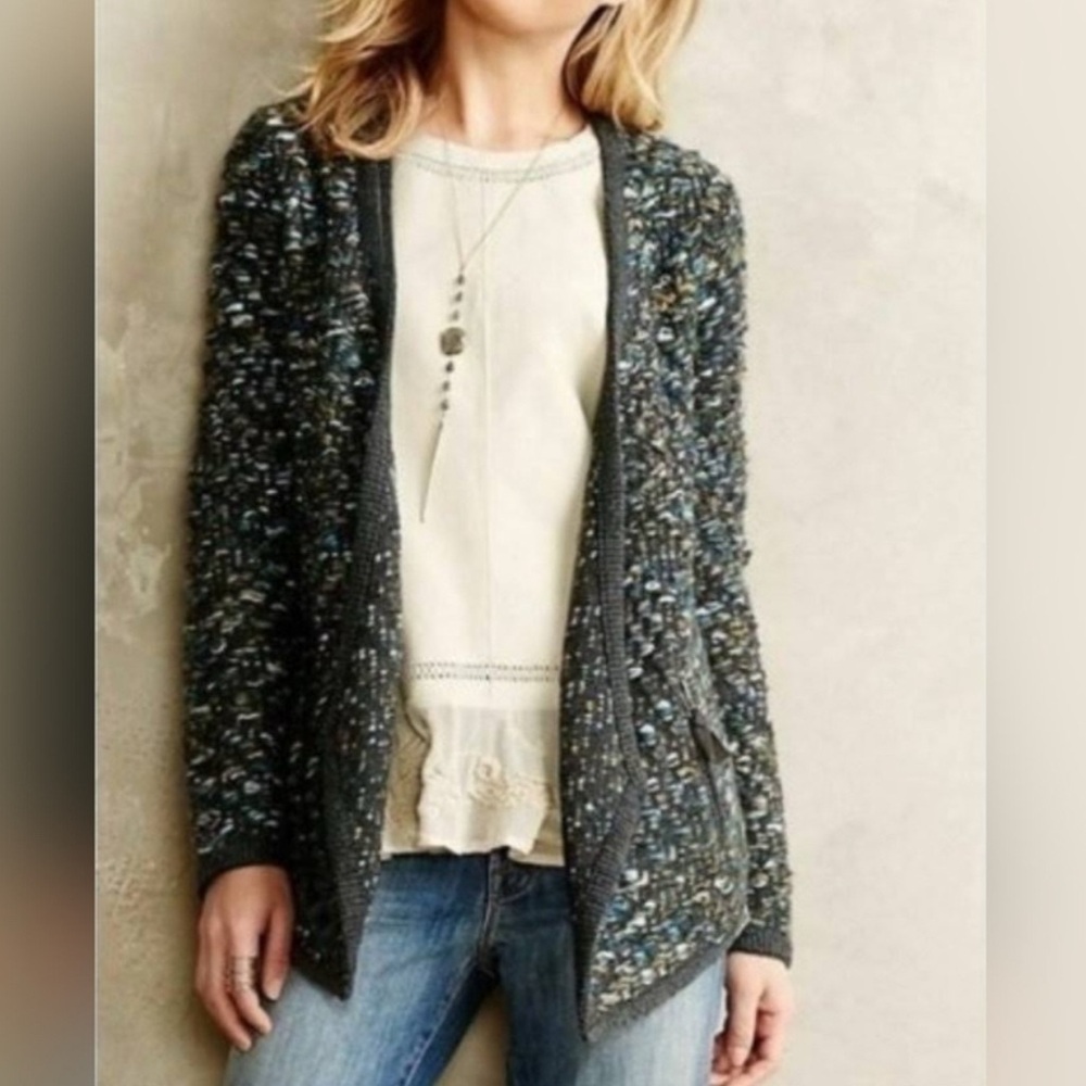 Moth Anthropologie Wool Blend Cardigan with zippered pockets